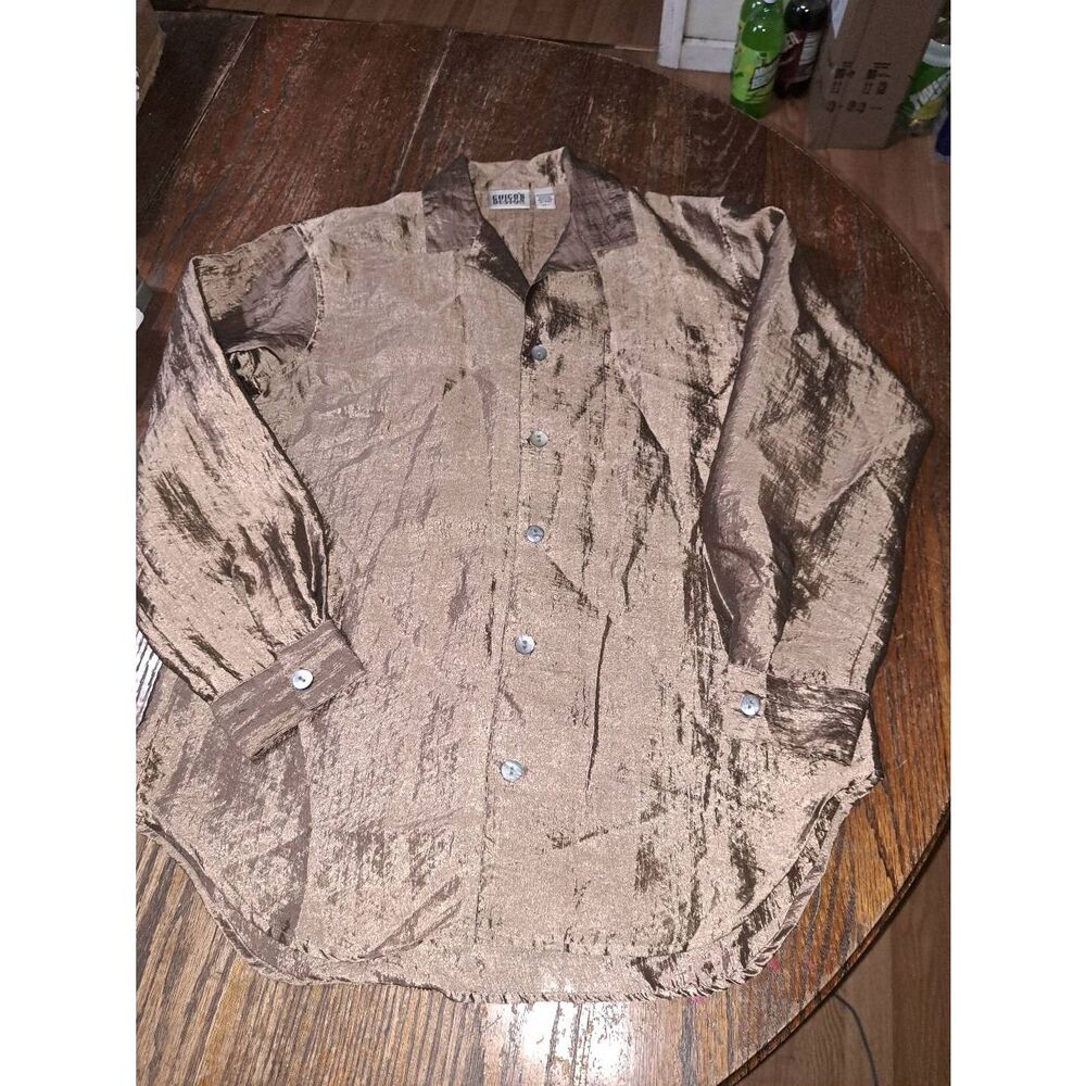 Size 4 Small Chicos Designs Size 0 Copper Semi Sheer Long Sleeve V Neck Blouse